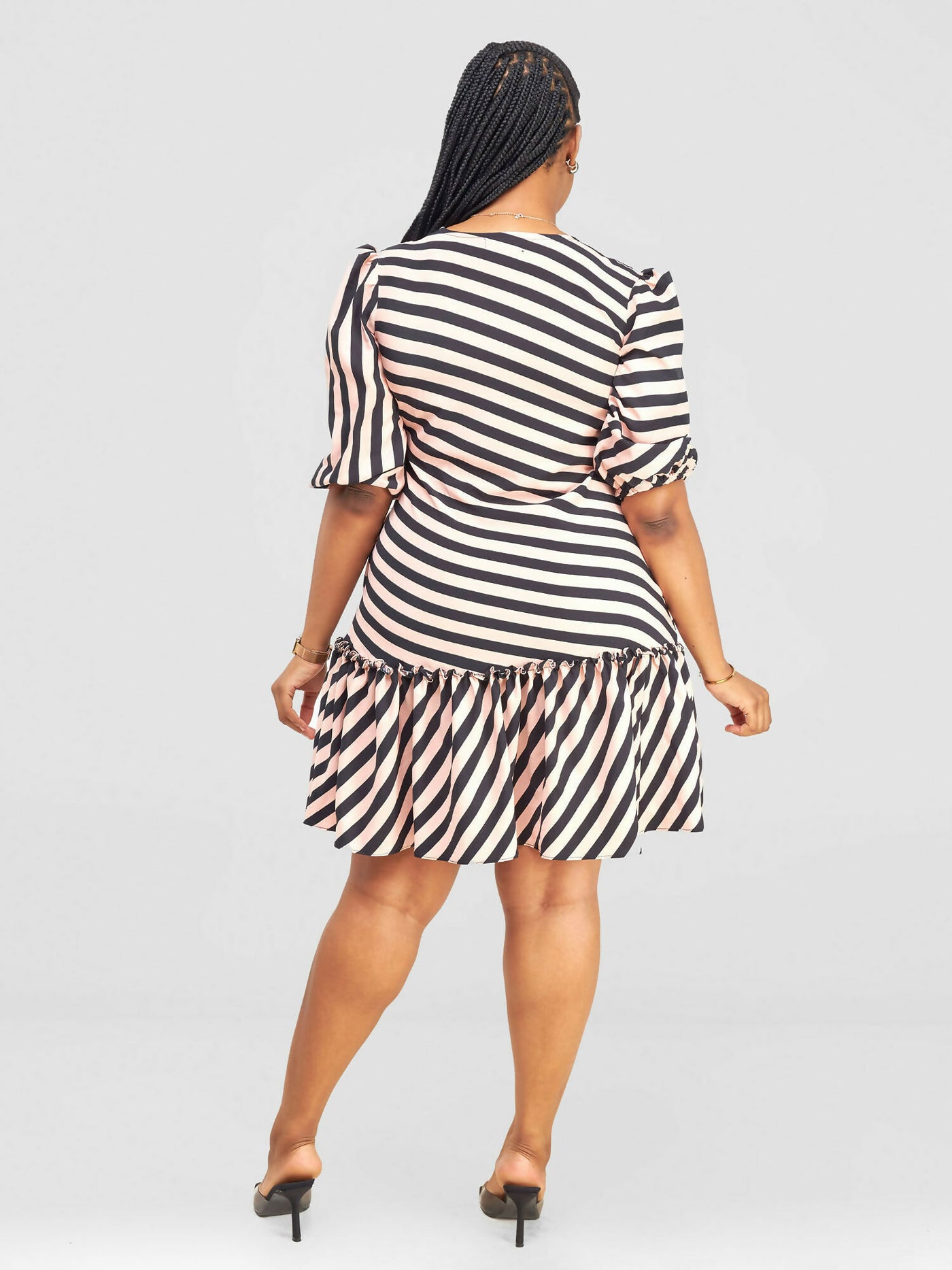 Jolly Fancy Wear Tara Shift Dress - Peach / Black Stripes