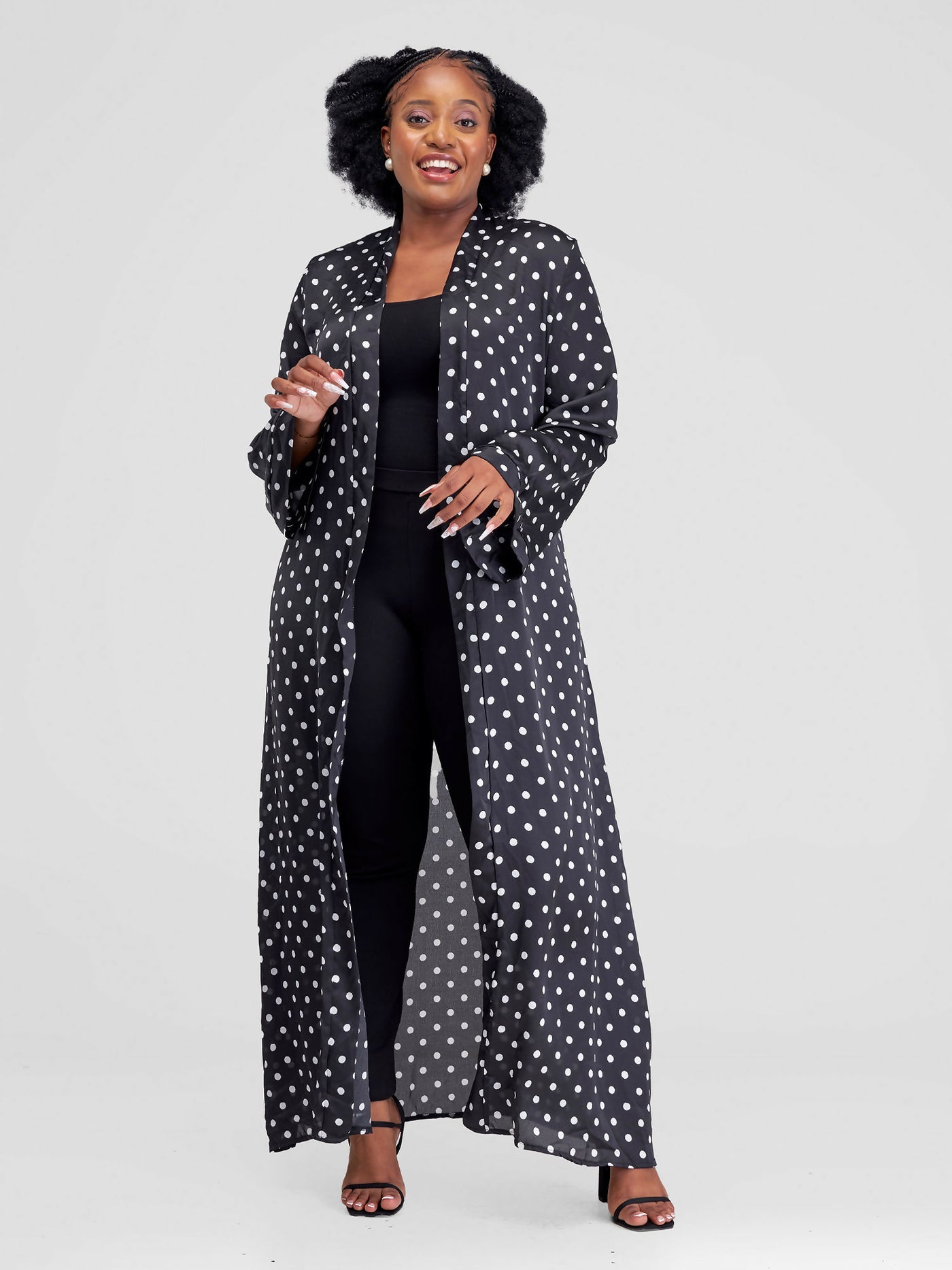 Lizola Polka Dot Kimono - Black / White - Shopzetu