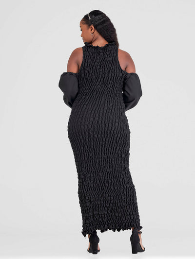 Tayari Fashion House Long Stretch Dress - Black