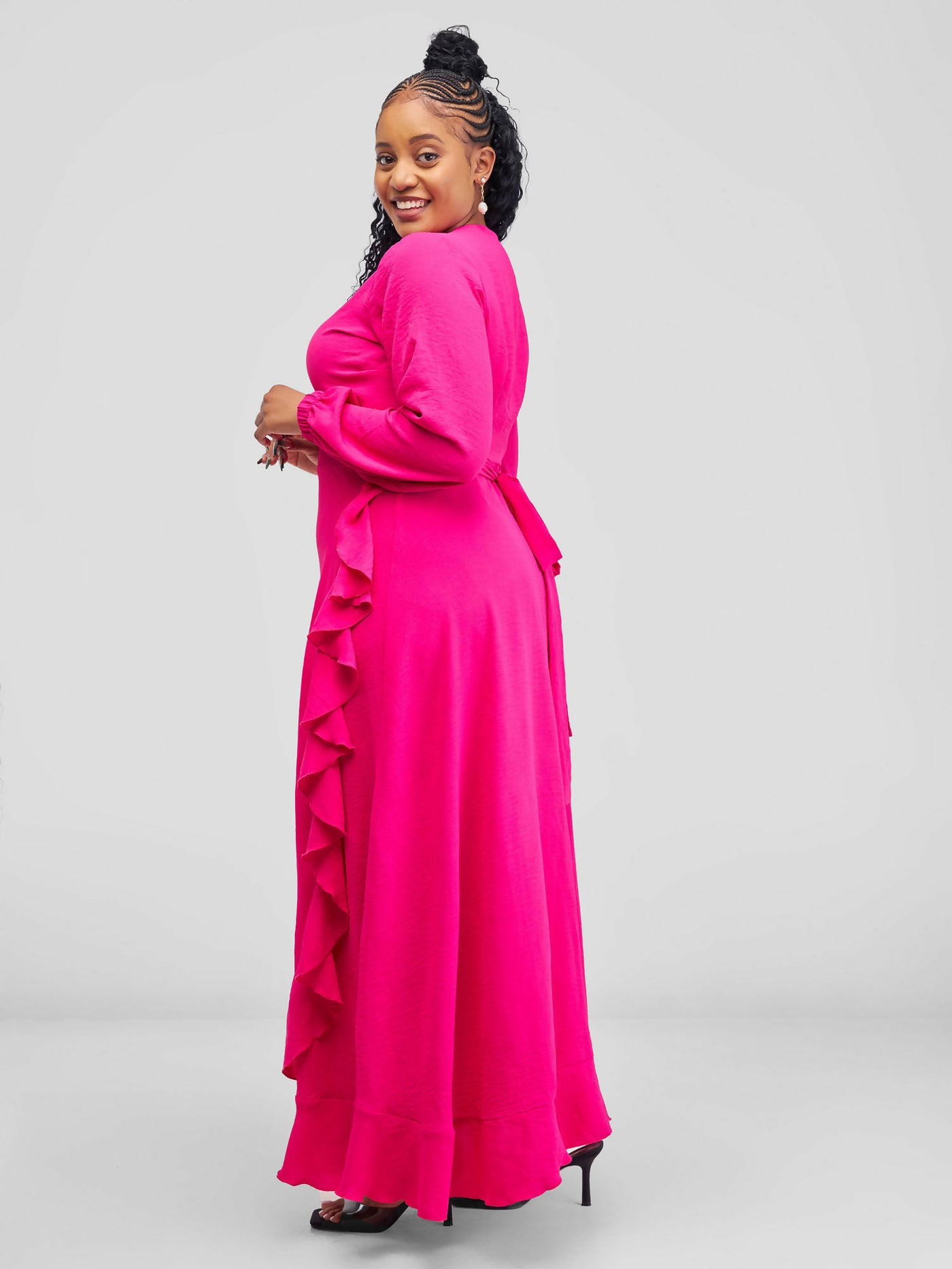 Maxi Wrap Dress - Pink - Shopzetu