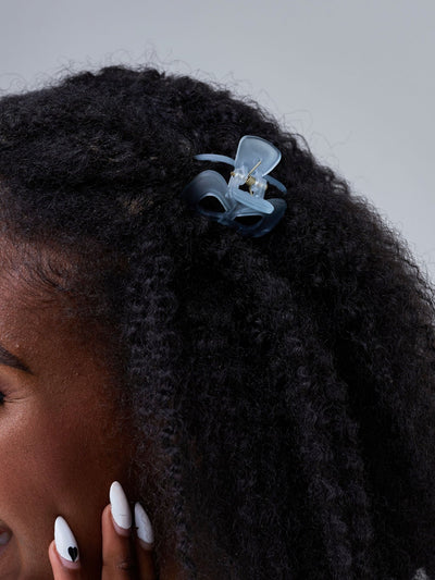 Mona Mini Bow Knot Matte Claw Clip - Blue - Shopzetu