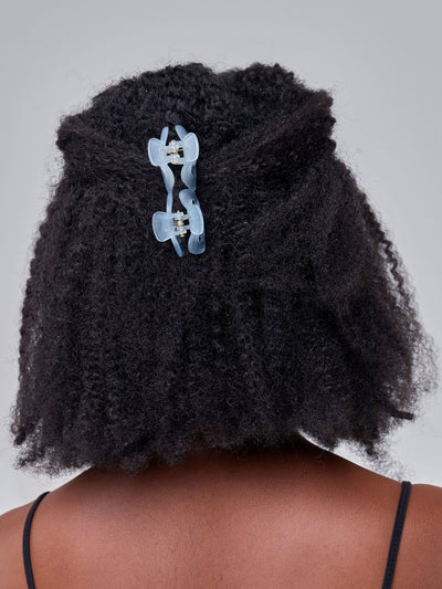 Mona Mini Bow Knot Matte Claw Clip - Blue - Shopzetu