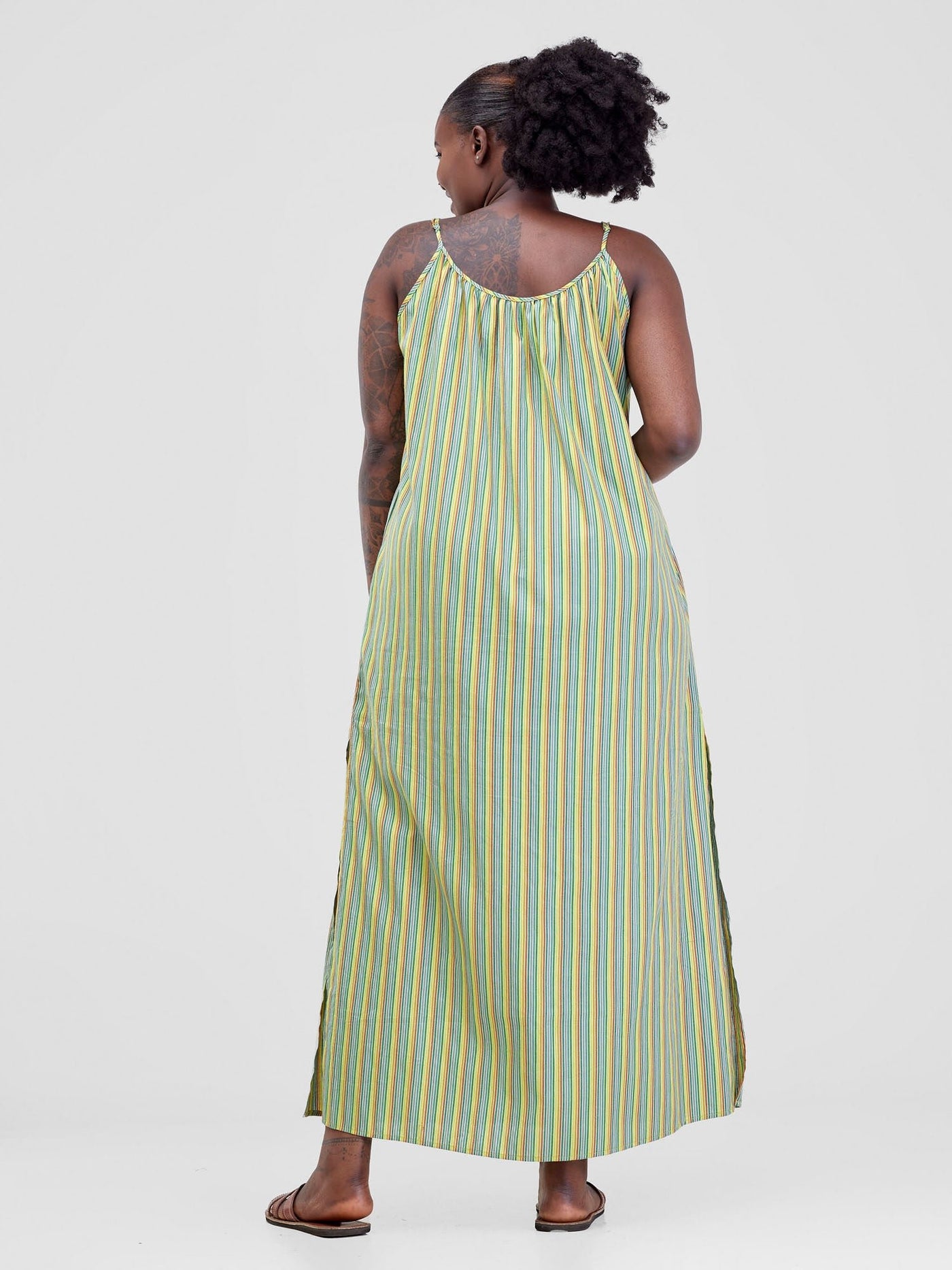Safari Haya Strappy Tie Back Maxi Dress - Dark Green Kiki Print - Shopzetu