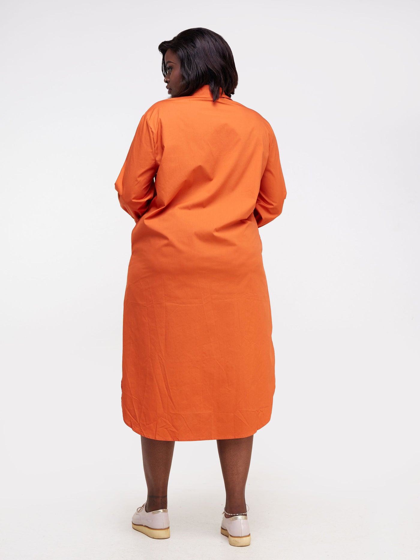 Alara Long Sleeve Maxi Shirt Dress - Orange