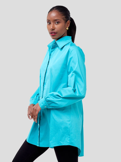 Safari Kaya Long Sleeve Collar Shirt - Blue - Shopzetu