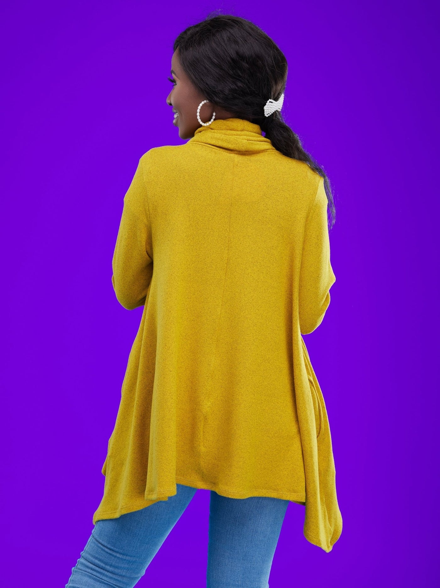 Vivo Basic Imelda Cowl Sweater - Mustard - Shopzetu