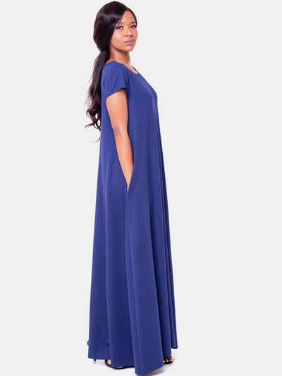 Vivo Basic Kena Tent Maxi Dress - Navy Blue - Shopzetu