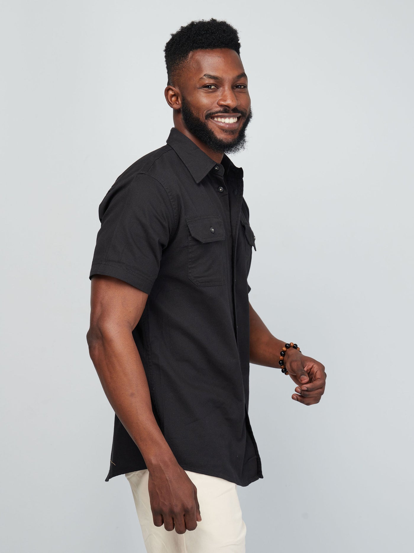 Alladin Zecchino Men's Short Sleeve Shirt - Black
