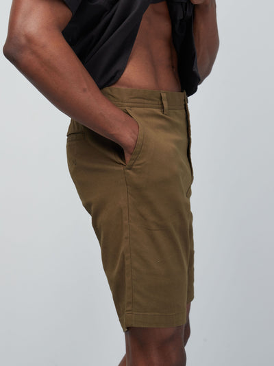 Zetu Men's Chino Shorts - Khaki Green