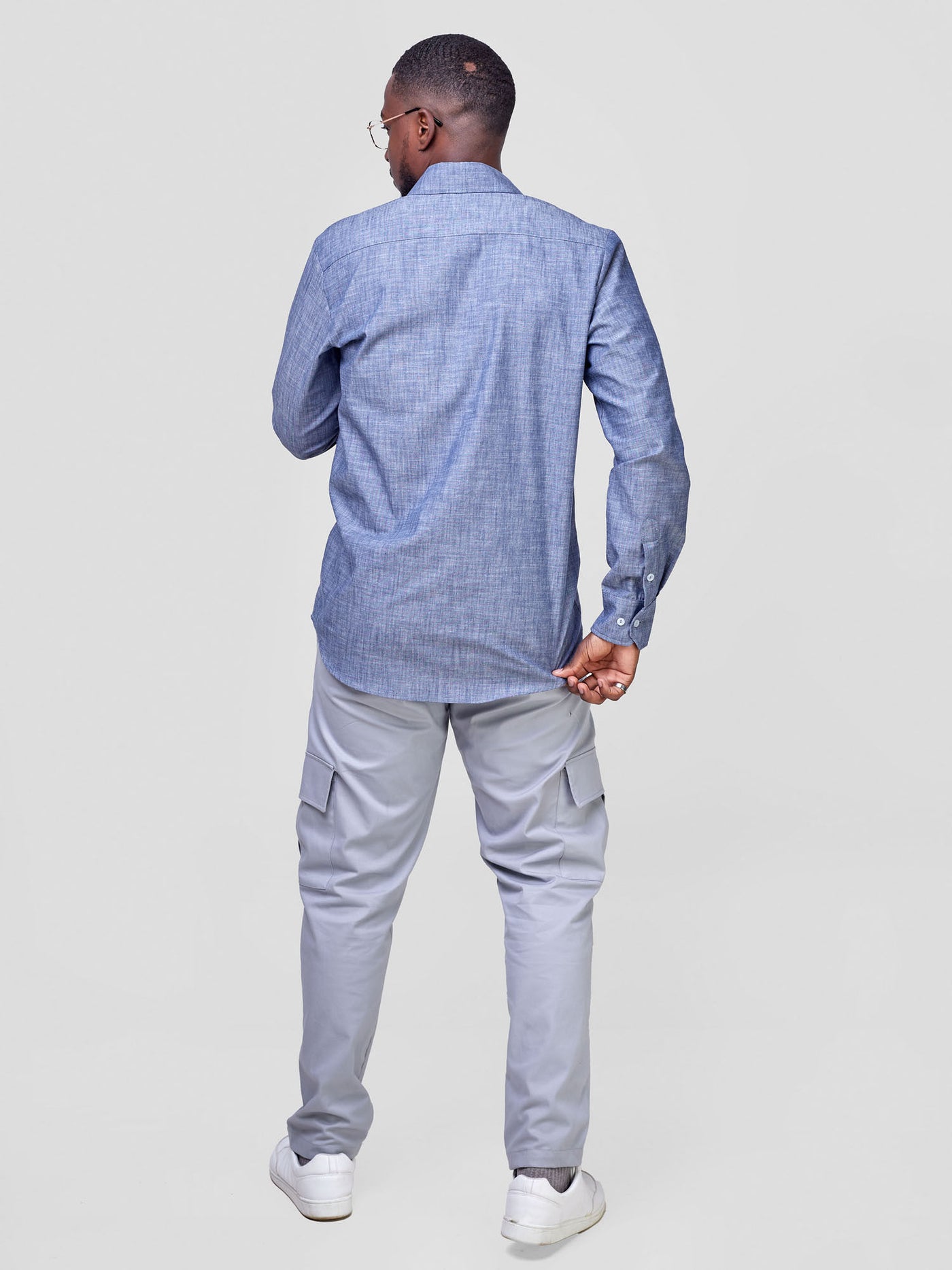 Men's Long Sleeve Shirt - Denim Blue