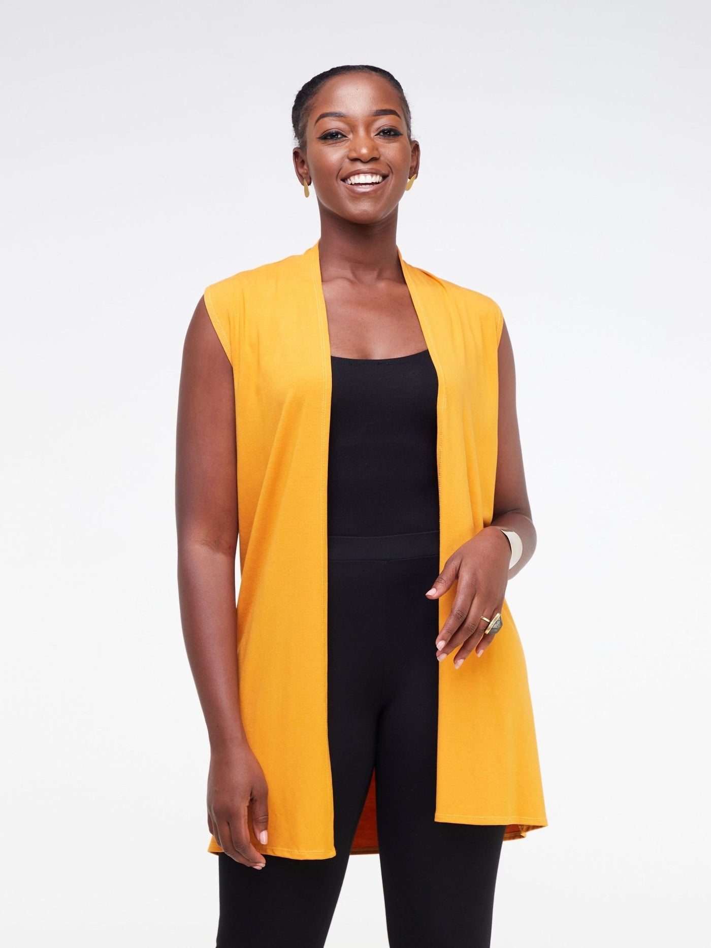 Vivo Basic Sleeveless Midi Jersey Waterfall - Mustard - Shopzetu