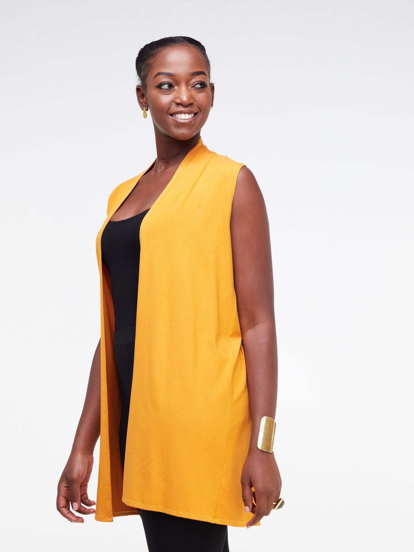 Vivo Basic Sleeveless Midi Jersey Waterfall - Mustard - Shopzetu