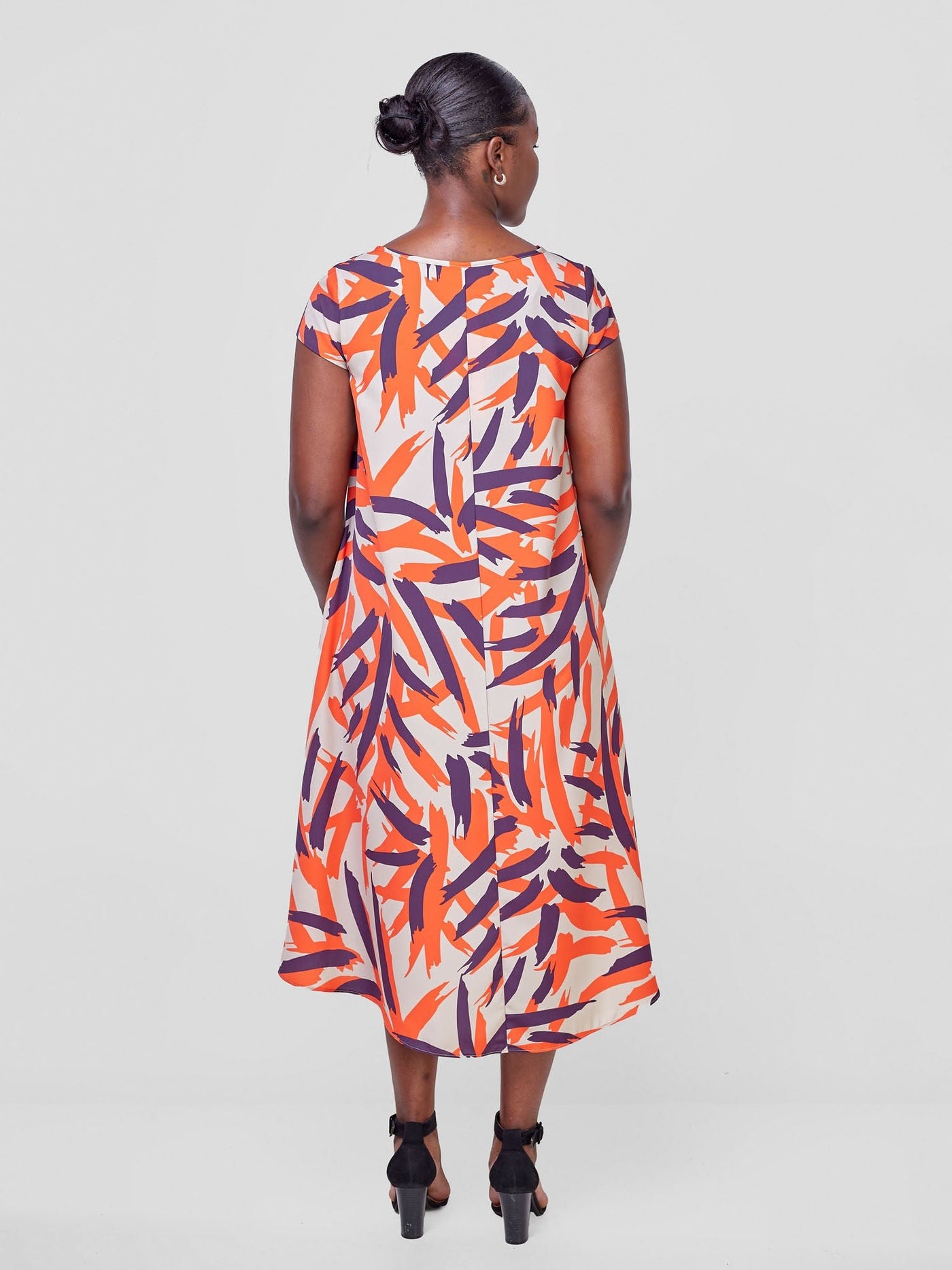 Vivo Jema High Low Tent Dress - Orange / Purple Vua Print - Shopzetu