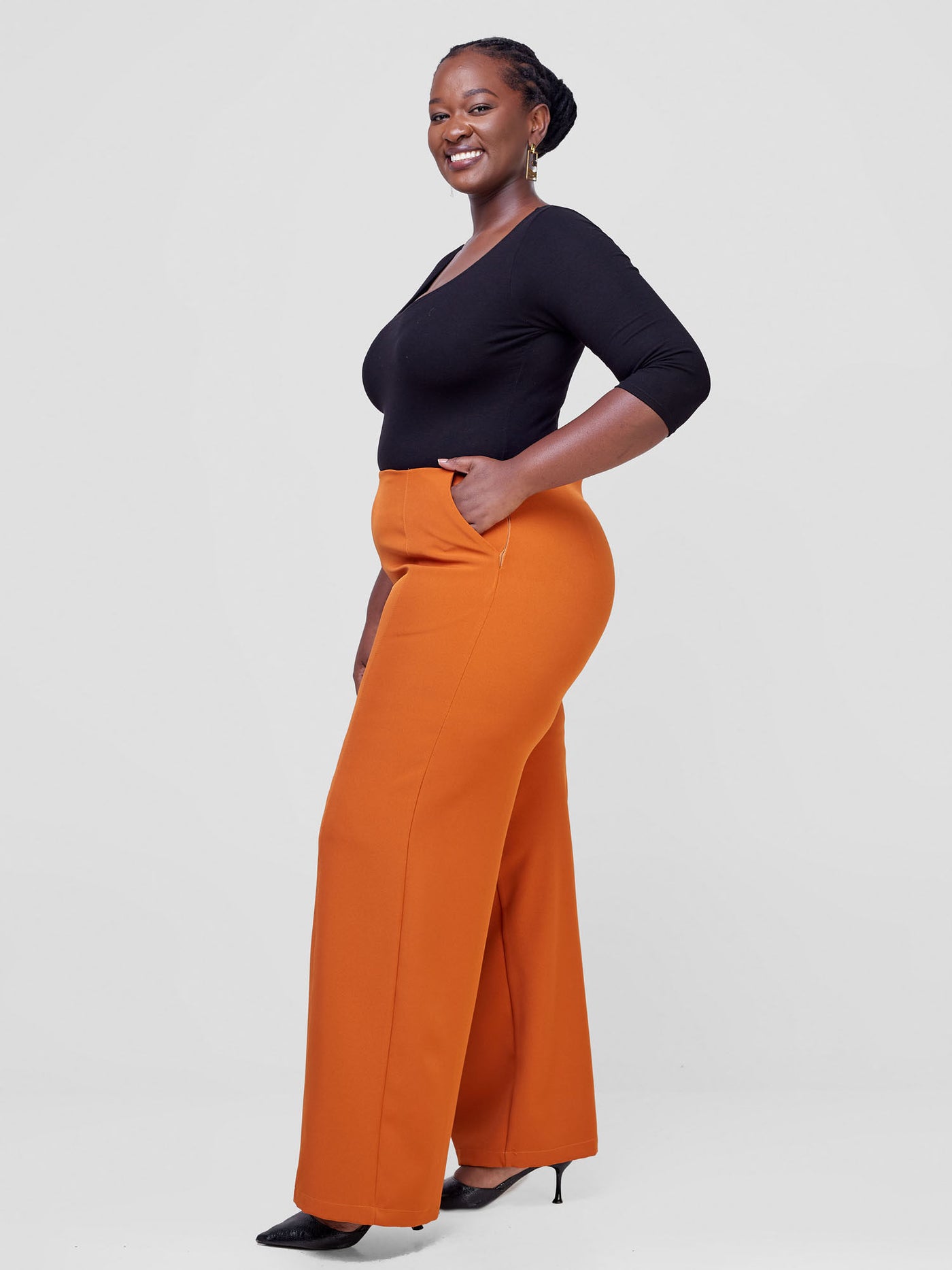 Saida Straight Leg Pants - Rust