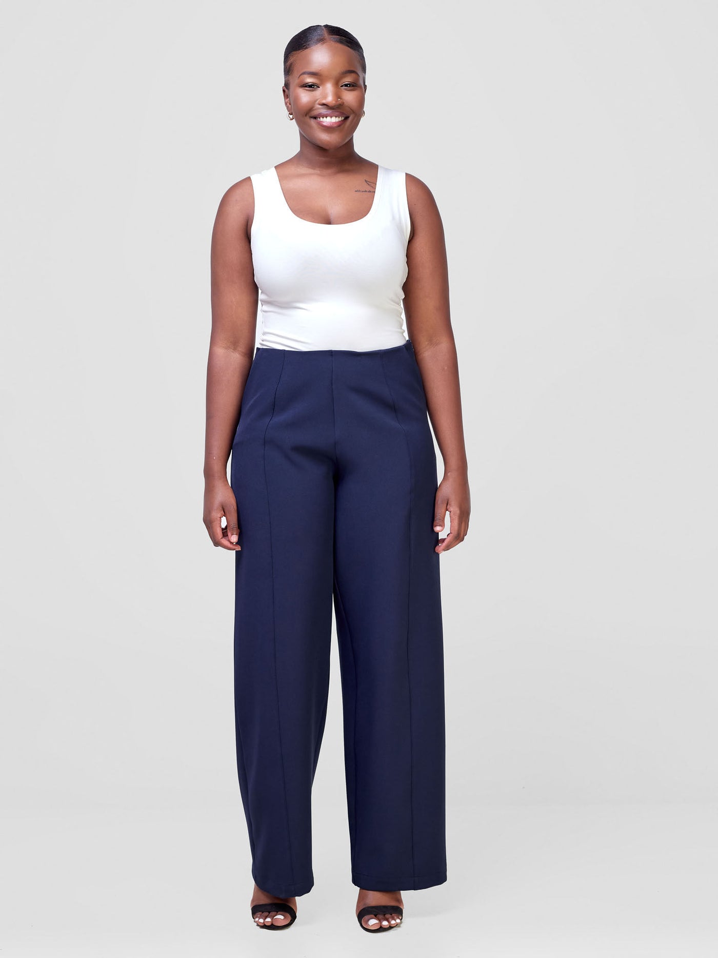 Vivo Saida Straight Leg Pants - Navy Blue