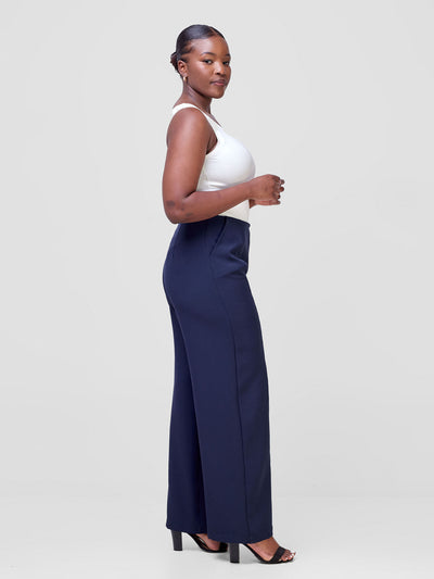 Saida Straight Leg Pants - Navy Blue