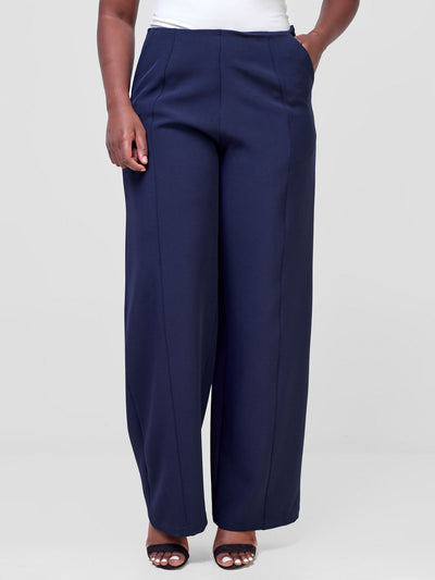 Saida Straight Leg Pants - Navy Blue