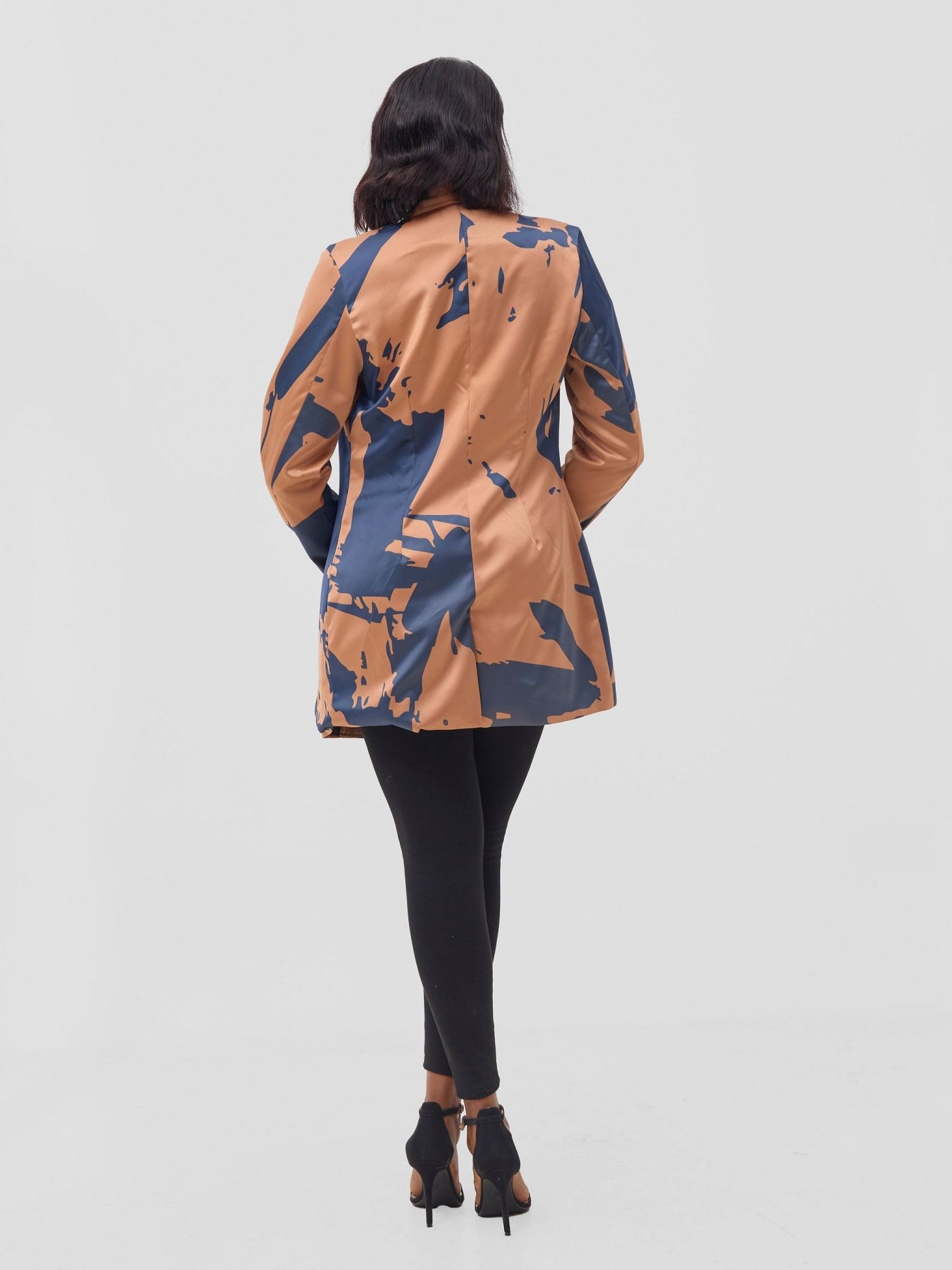 Vivo Beali Blazer - Tan / Navy Lea Print - Shopzetu