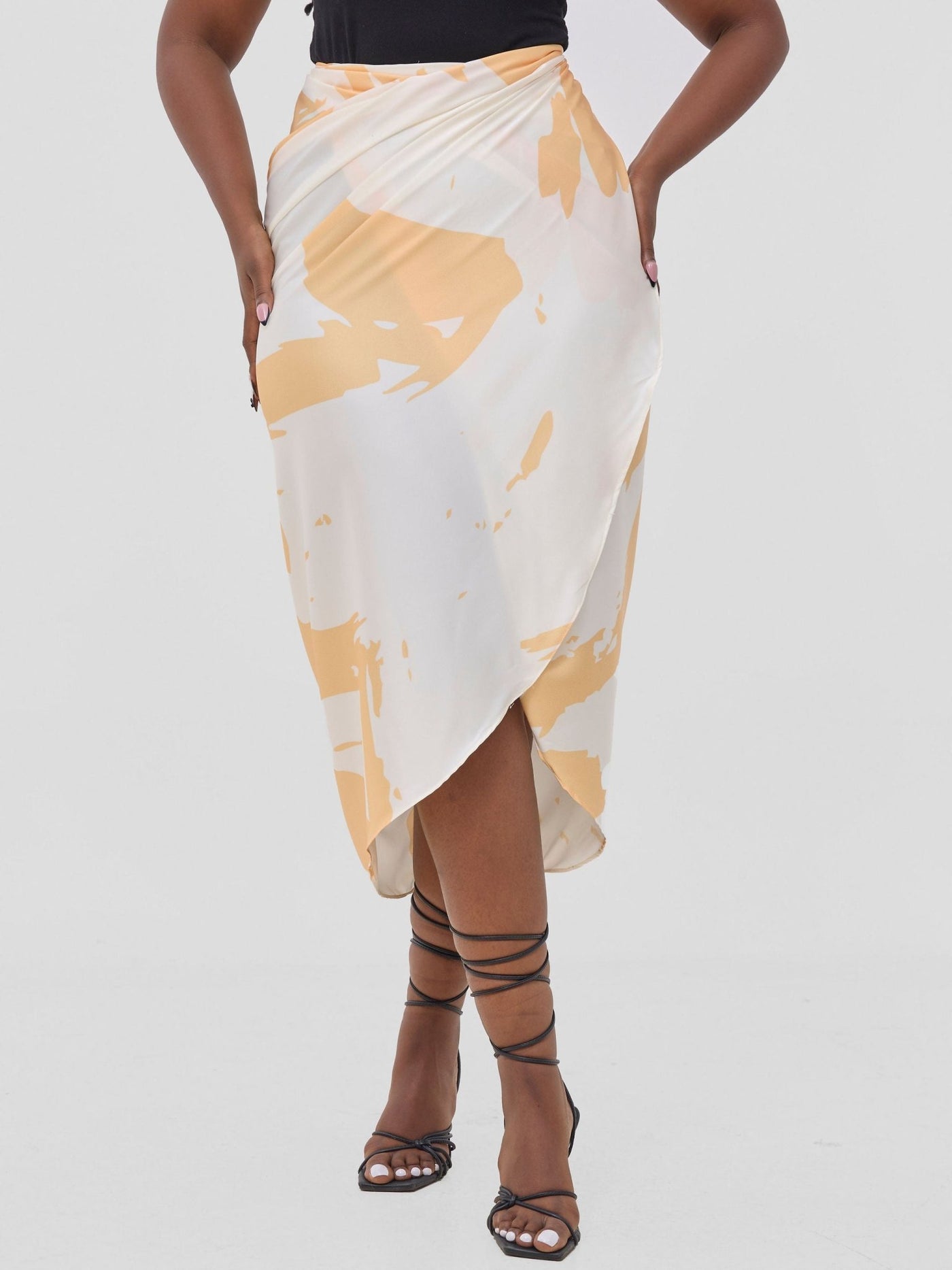 Vivo Beali Sarong Skirt - Cream / Gold Lea Print - Shopzetu