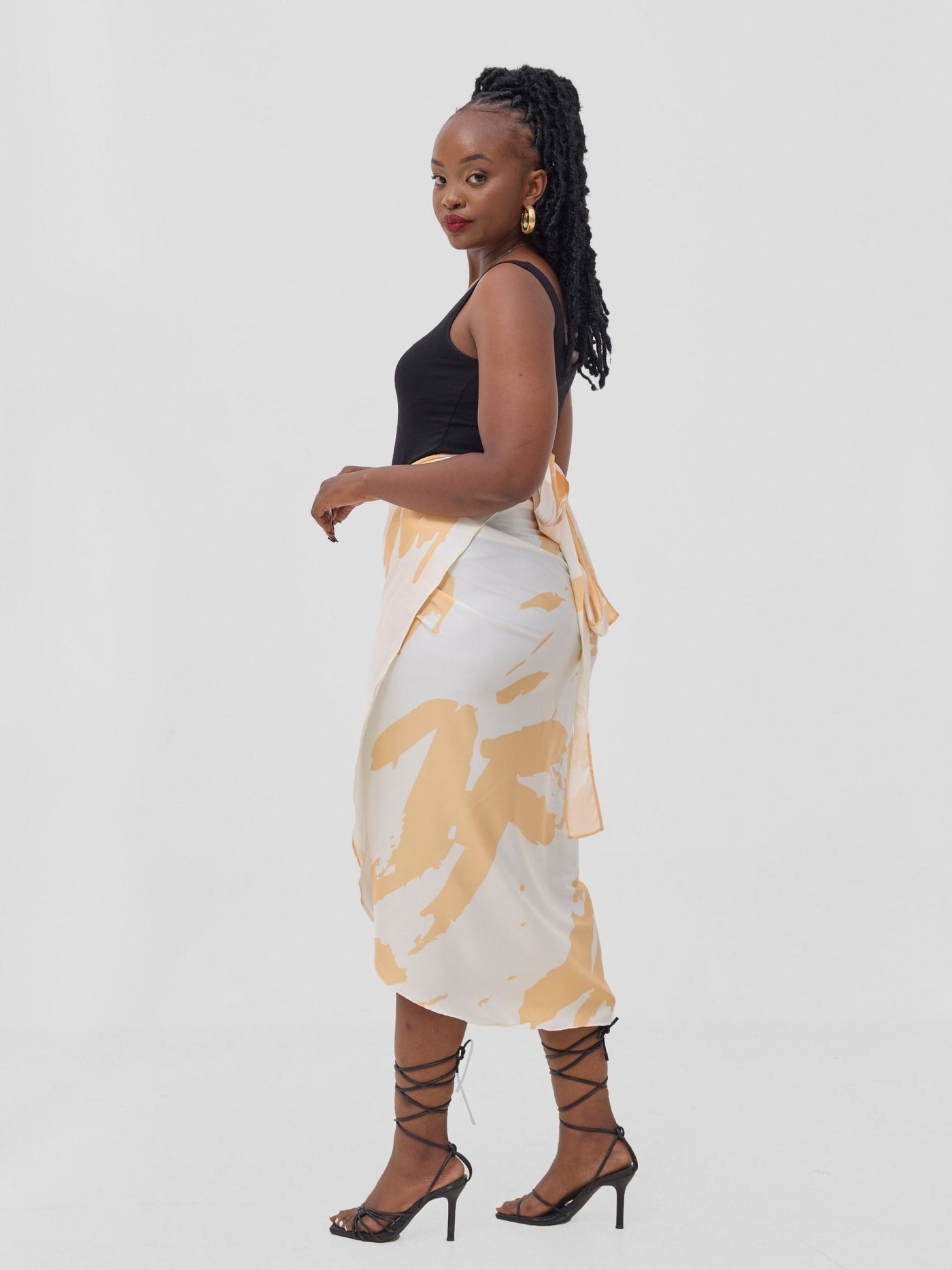 Vivo Beali Sarong Skirt - Cream / Gold Lea Print - Shopzetu