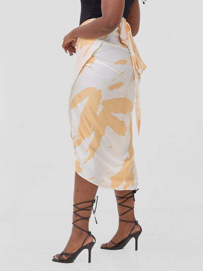 Vivo Beali Sarong Skirt - Cream / Gold Lea Print - Shopzetu