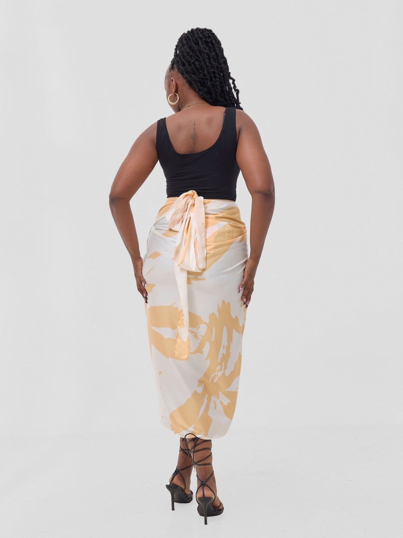 Vivo Beali Sarong Skirt - Cream / Gold Lea Print - Shopzetu