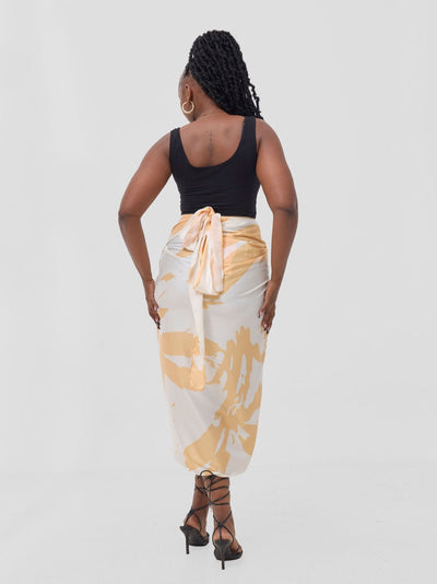 Vivo Beali Sarong Skirt - Cream / Gold Lea Print - Shopzetu