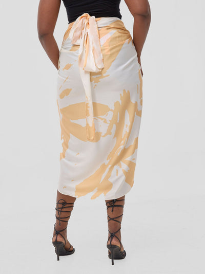 Vivo Beali Sarong Skirt - Cream / Gold Lea Print - Shopzetu