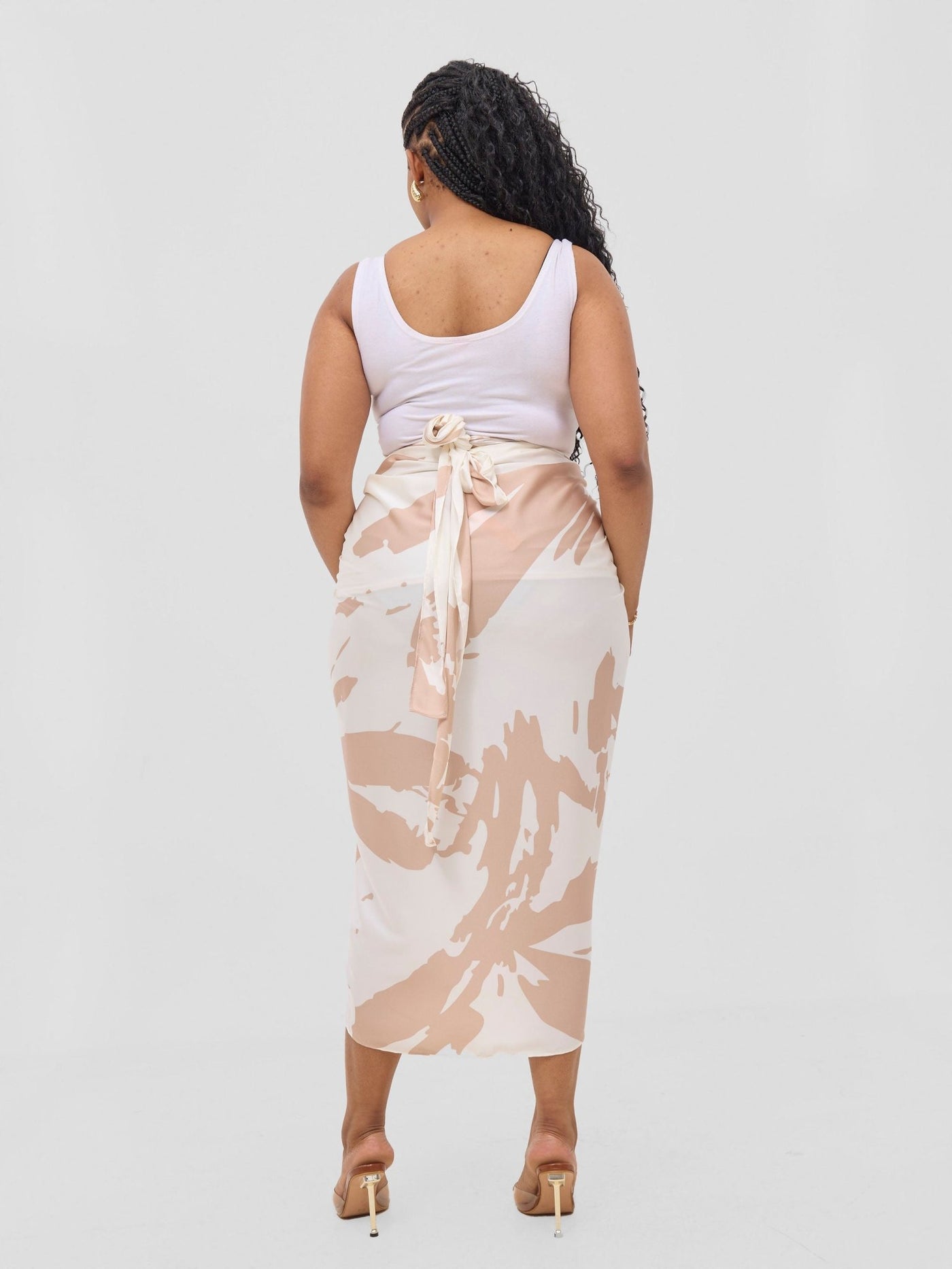 Vivo Beali Sarong Skirt - Cream / Taupe Lea Print - Shopzetu