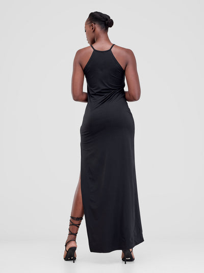 Zoya Luna High Slit Dress - Black