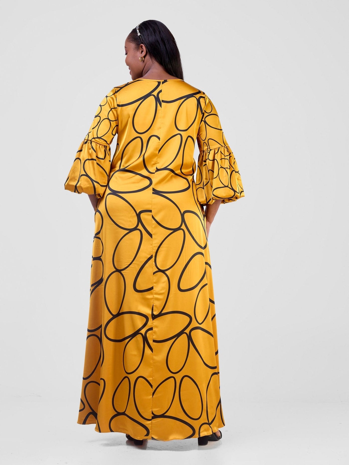 Vivo Hanabi Tent Maxi Dress - Mustard 1X Koto Print - Shopzetu