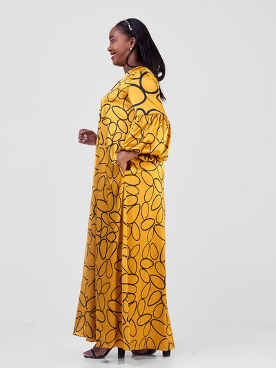 Vivo Hanabi Tent Maxi Dress - Mustard M Koto Print - Shopzetu