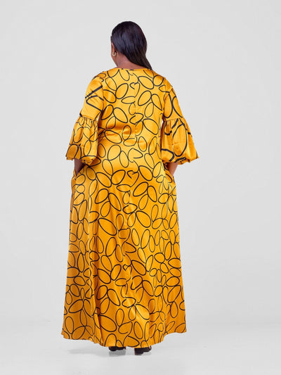 Vivo Hanabi Tent Maxi Dress - Mustard M Koto Print - Shopzetu