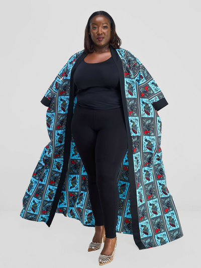 Simbaress Fashion Ndege Long Kimono - Blue - Shopzetu