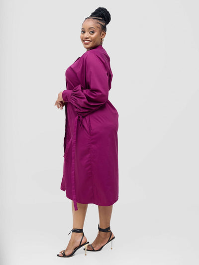 Win Plain Dress - Maroon - Shopzetu