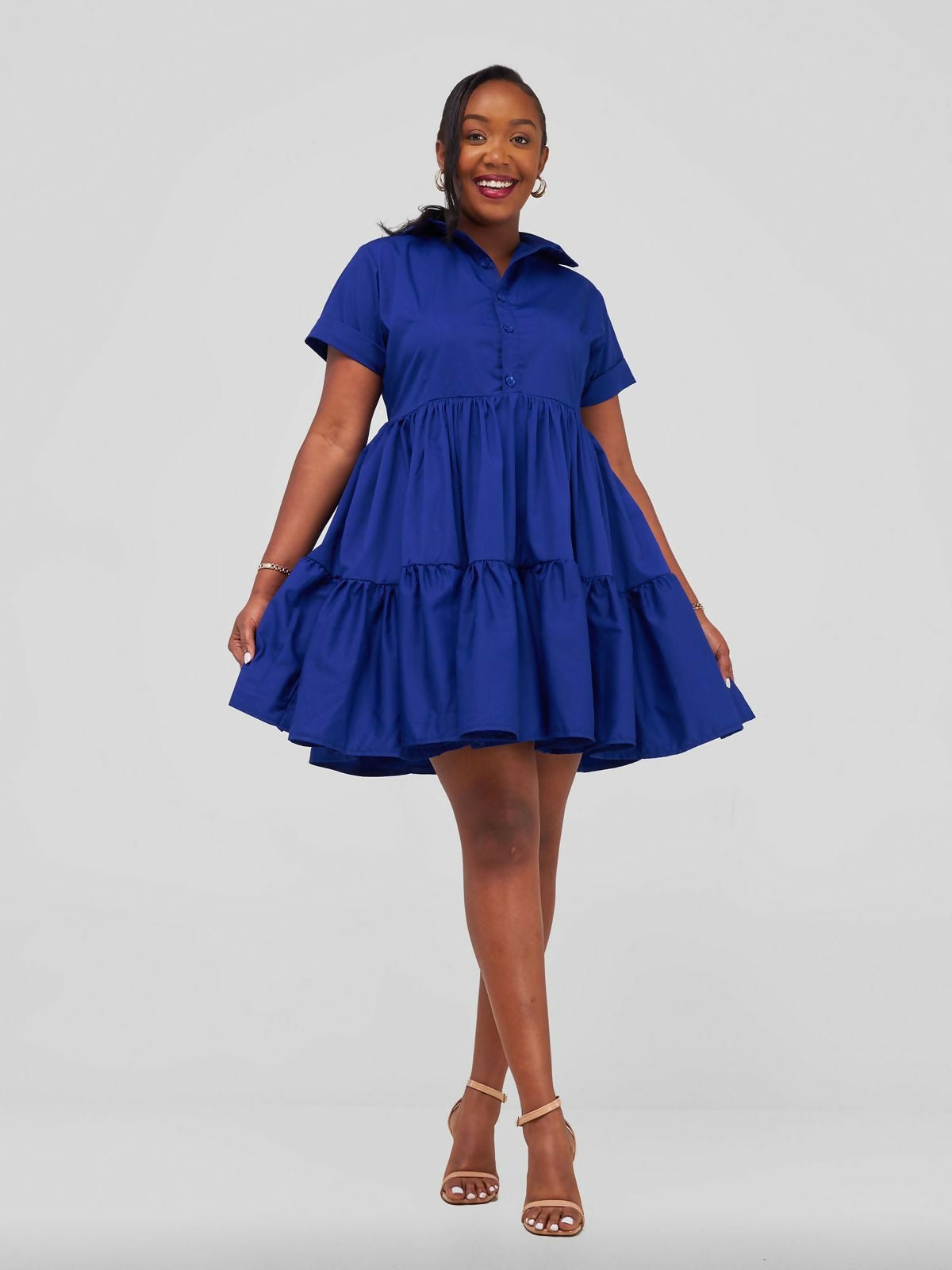 Merli Africa Kilifi Collar Dress - Blue - Shopzetu