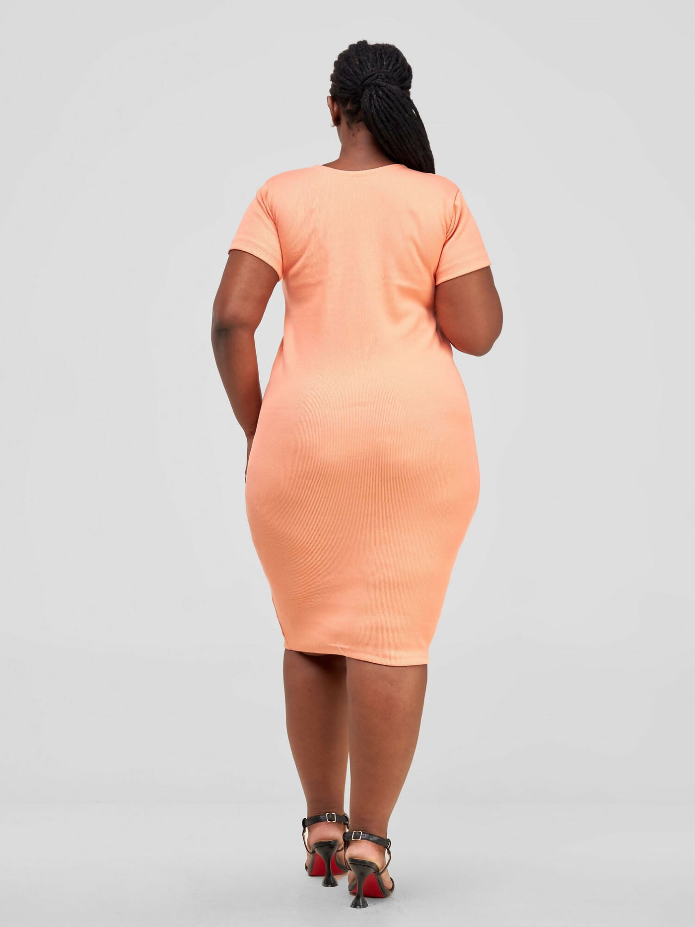 Chic Plug Stretchy Dress - Peach