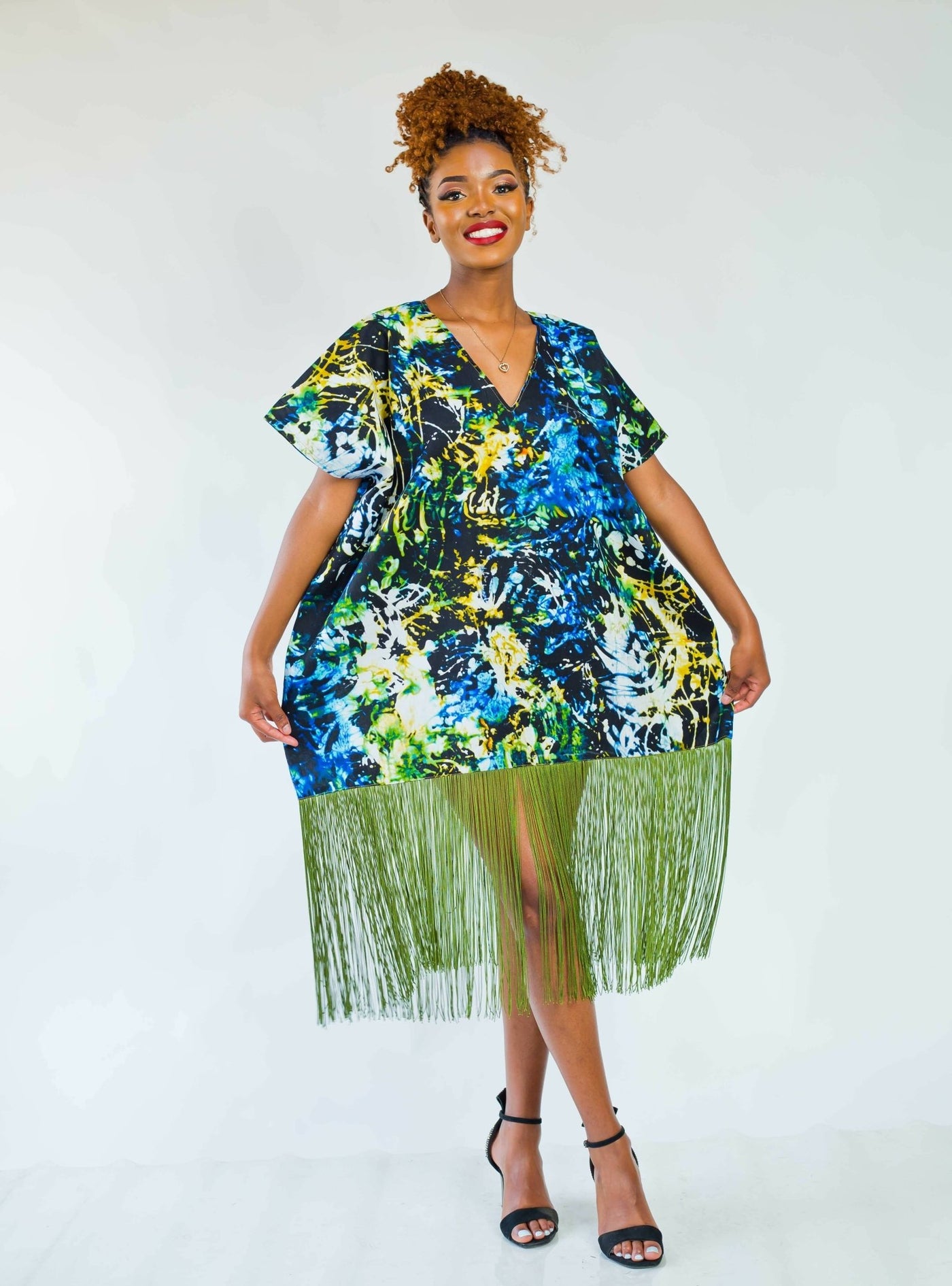 African Yuva Marigold Dress - Green - Shopzetu