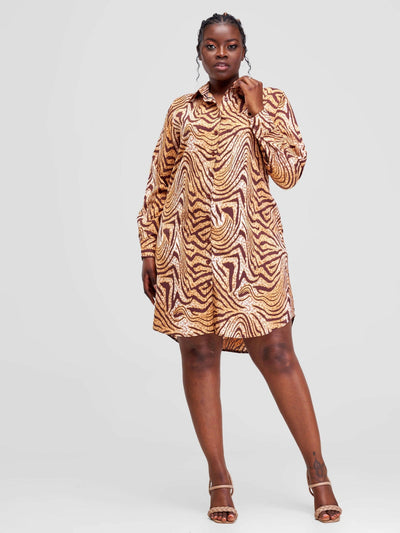 Lizola Maya Shirt Dress - Brown - Shopzetu