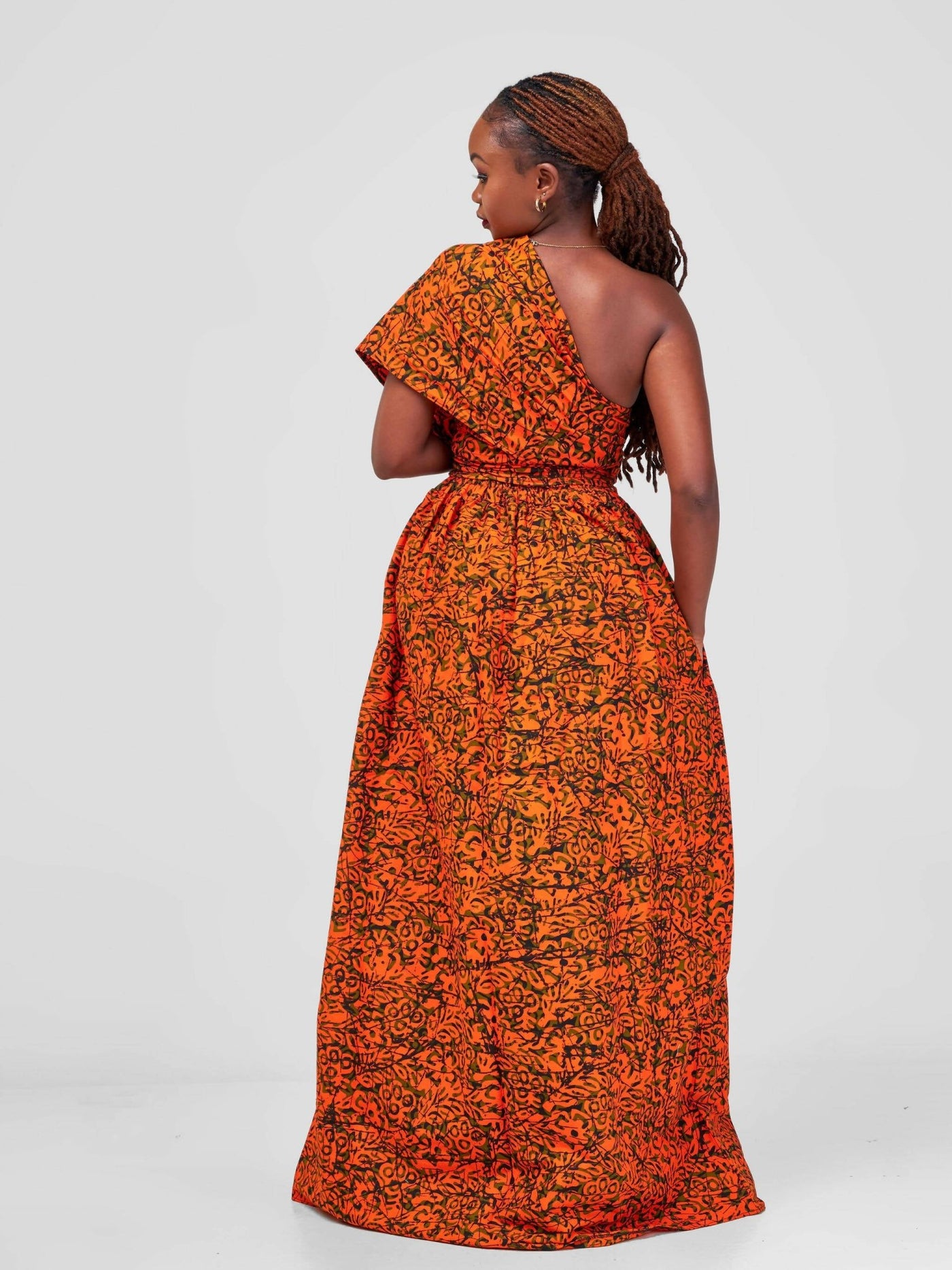 African Yuva Maridadi African Print Infinity Dress - Orange - Shopzetu