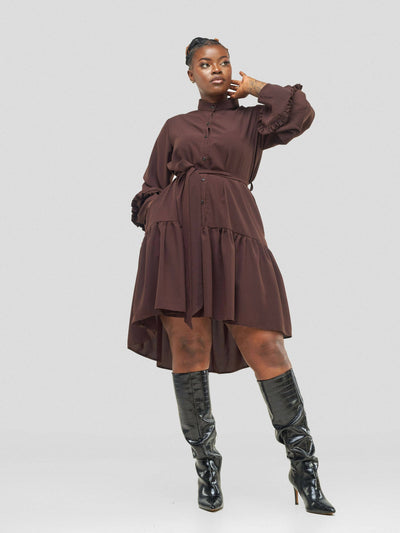 Purple Thread Rio Shirt Dress - Brown - Shopzetu