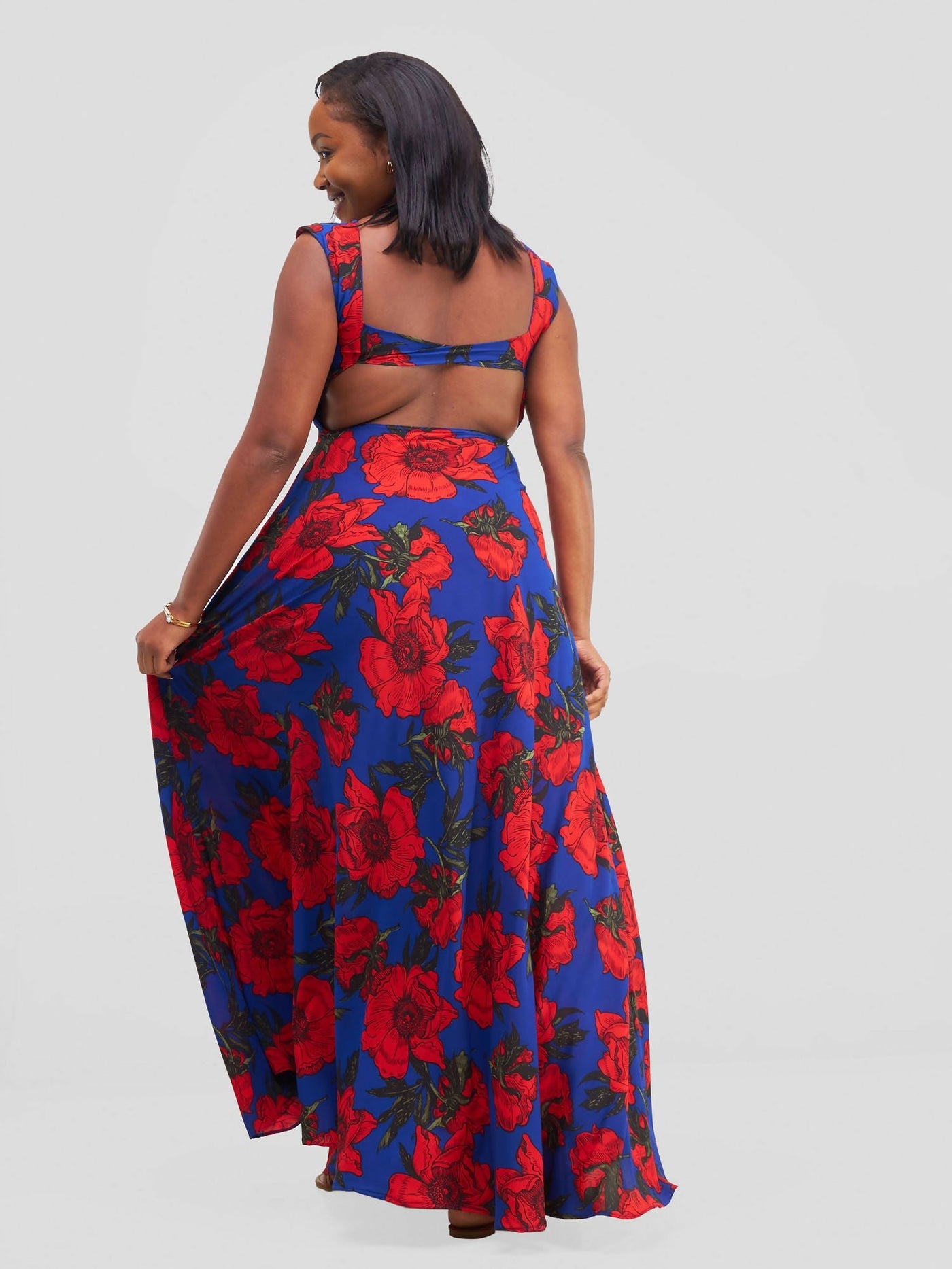 Stella Customized Kenya Stunning Dress - Blue / Red - Shopzetu