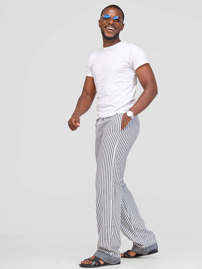 Liquid Lemn Striped Kikoy Lounging Pants - Grey - Shopzetu