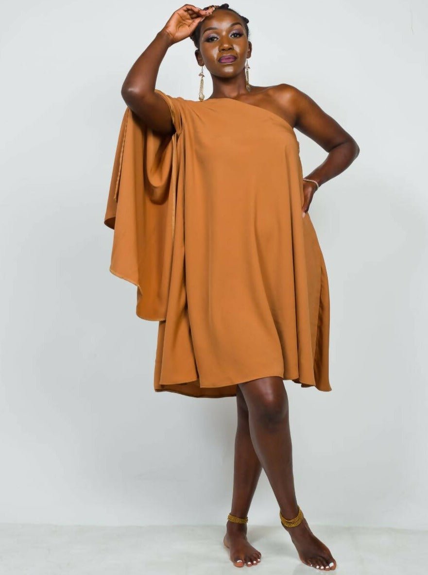 African Yuva Wanita Dress - Caramel - Shopzetu