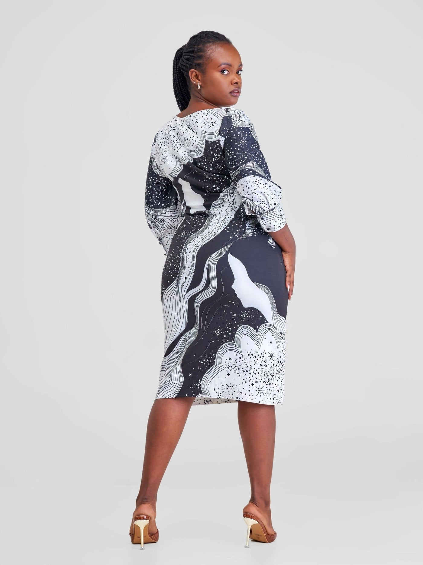 Immaculate Chic Galaxy Print Dress - Black / White - Shopzetu