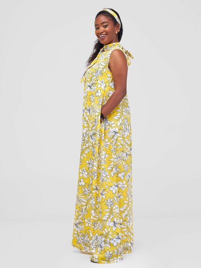 Kakiba Collections Brenda Dress - Yellow / White