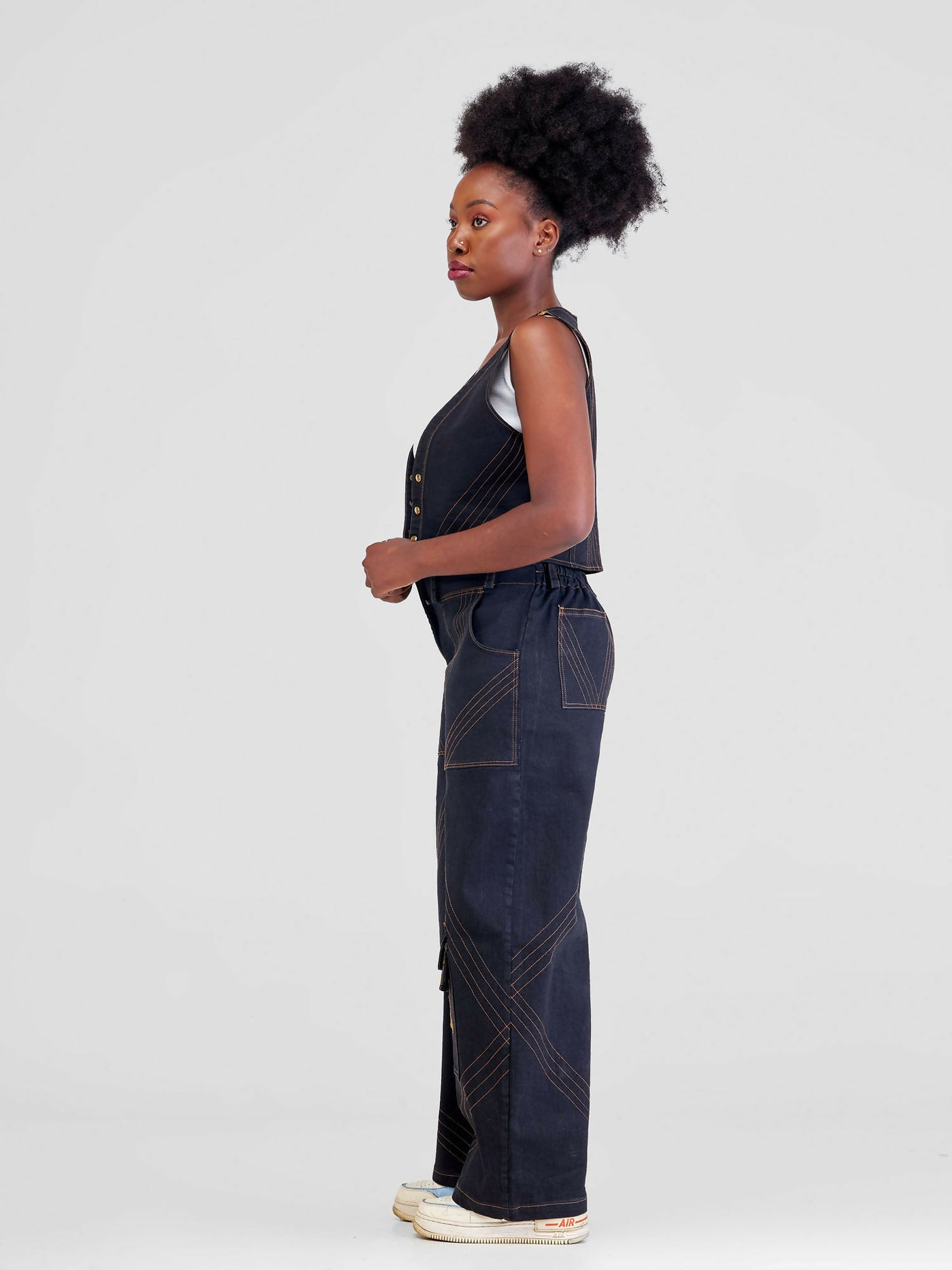 Afristar by Joyleen Waistcoat & Baggy Jeans Combo - Black / Blue