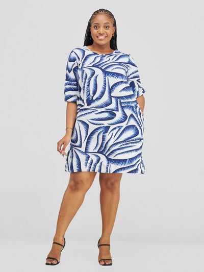 Lizola Elliana Shift Dress - Blue / White - Shopzetu