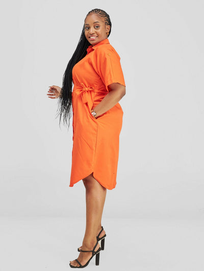 Lizola Elliot Shirt Dress - Orange - Shopzetu