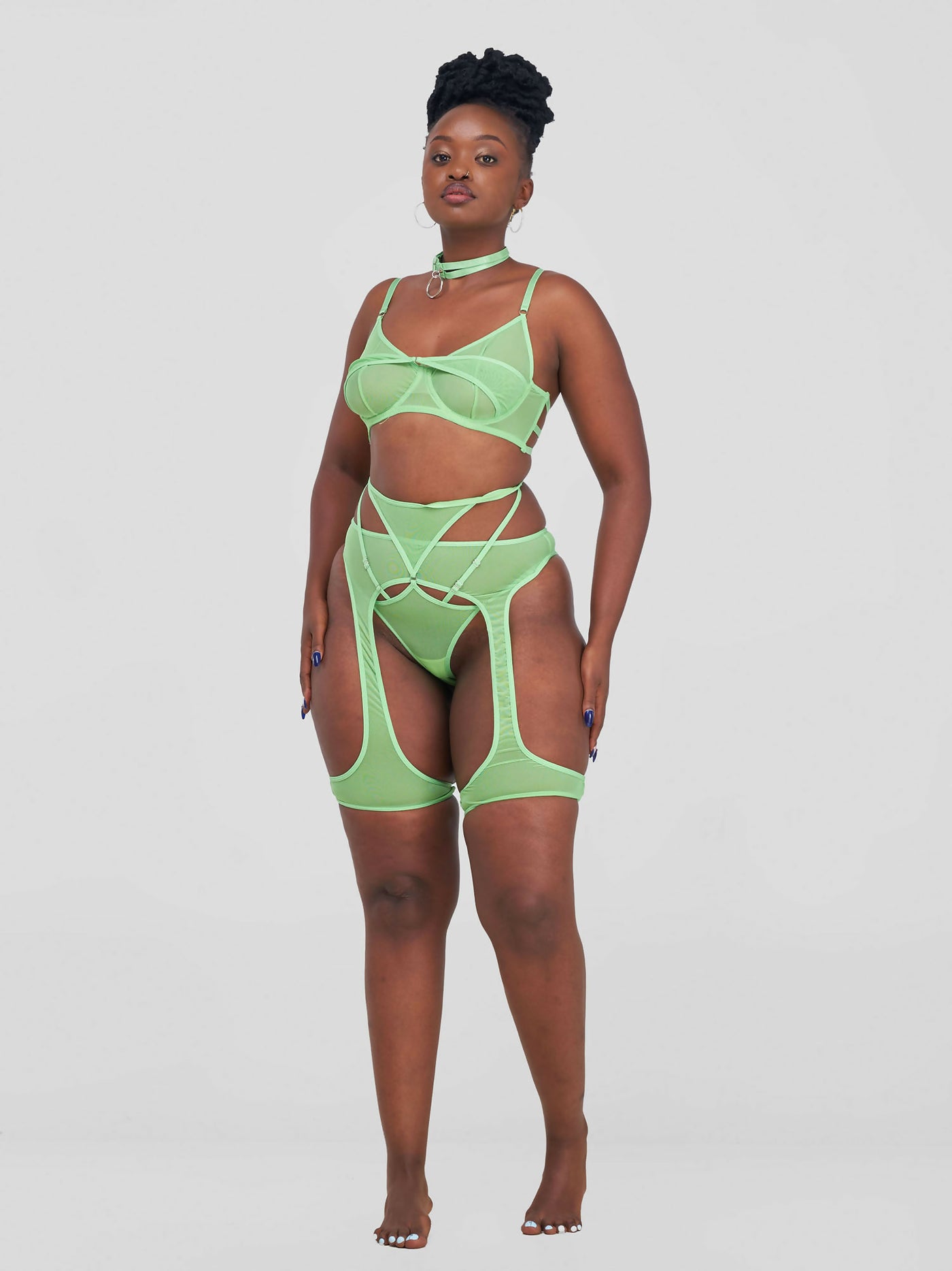 Posh Lingerie & More Erotic Strappy Lingerie Set - Green